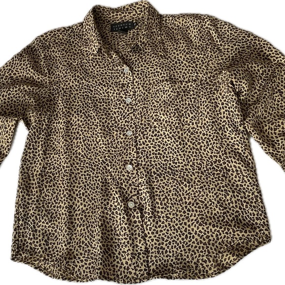 100% Silk Spencer Jeremy Vintage Leopard Print Blouse Top Size 10 - Picture 8 of 10